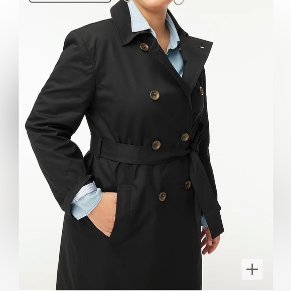 J. Crew Factory Womens Petite Trench Coat BO623 Black - Picture 4 of 8